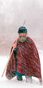 warm cloak in snowy blizzard