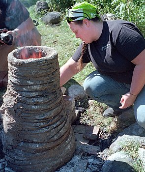 drying the furnace walls with a wood fire