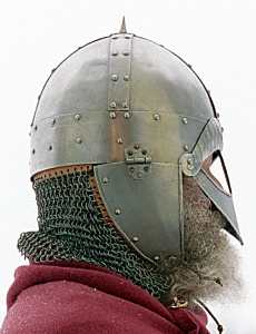 helm with mail and cheek guards