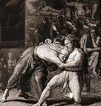 Thor wrestles Elli