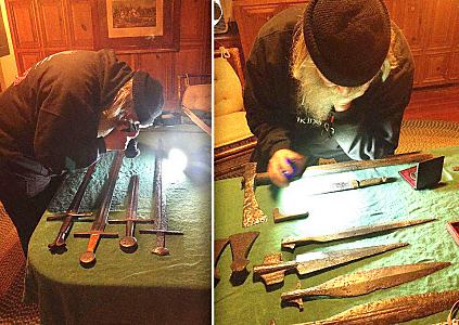 examining Viking weapons