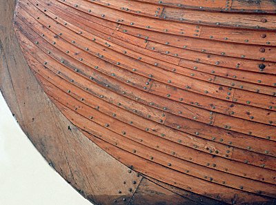 rivets in hull of Viking ship